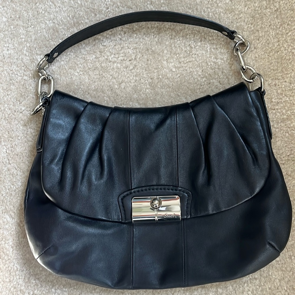 Coach black leather shoulder bag